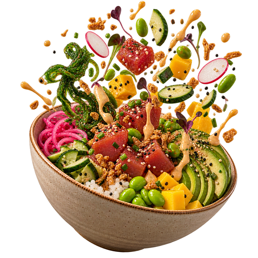 Poké vegano con tofu y quinoa