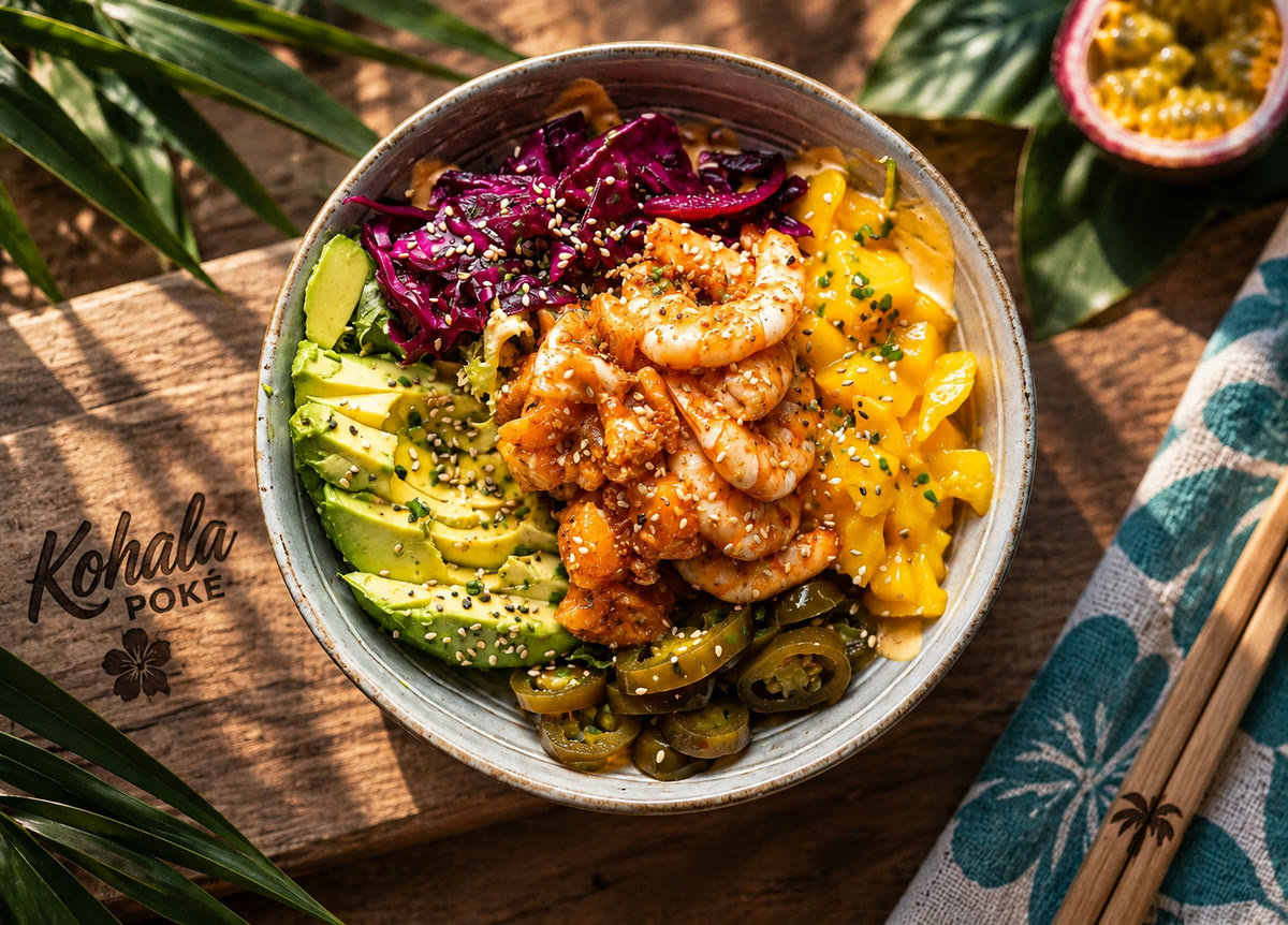 Poké Mariachi con gamba crujiente y jalapeños